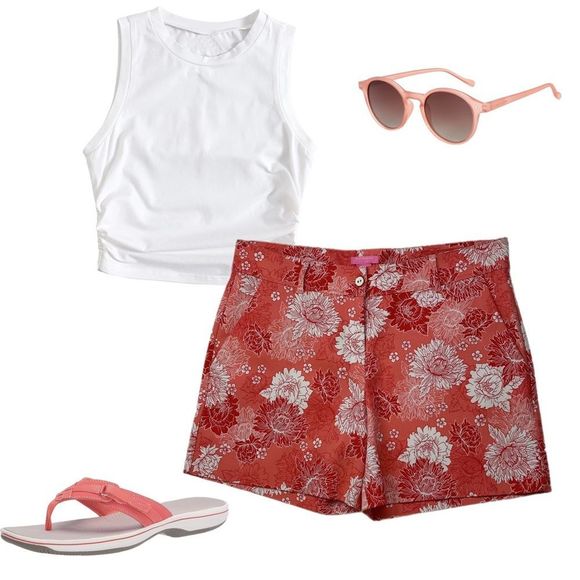 Isaac Mizrahi Pants - Isaac Mizrahi Scattered Peony Stretch Tailored Shorts - Coral